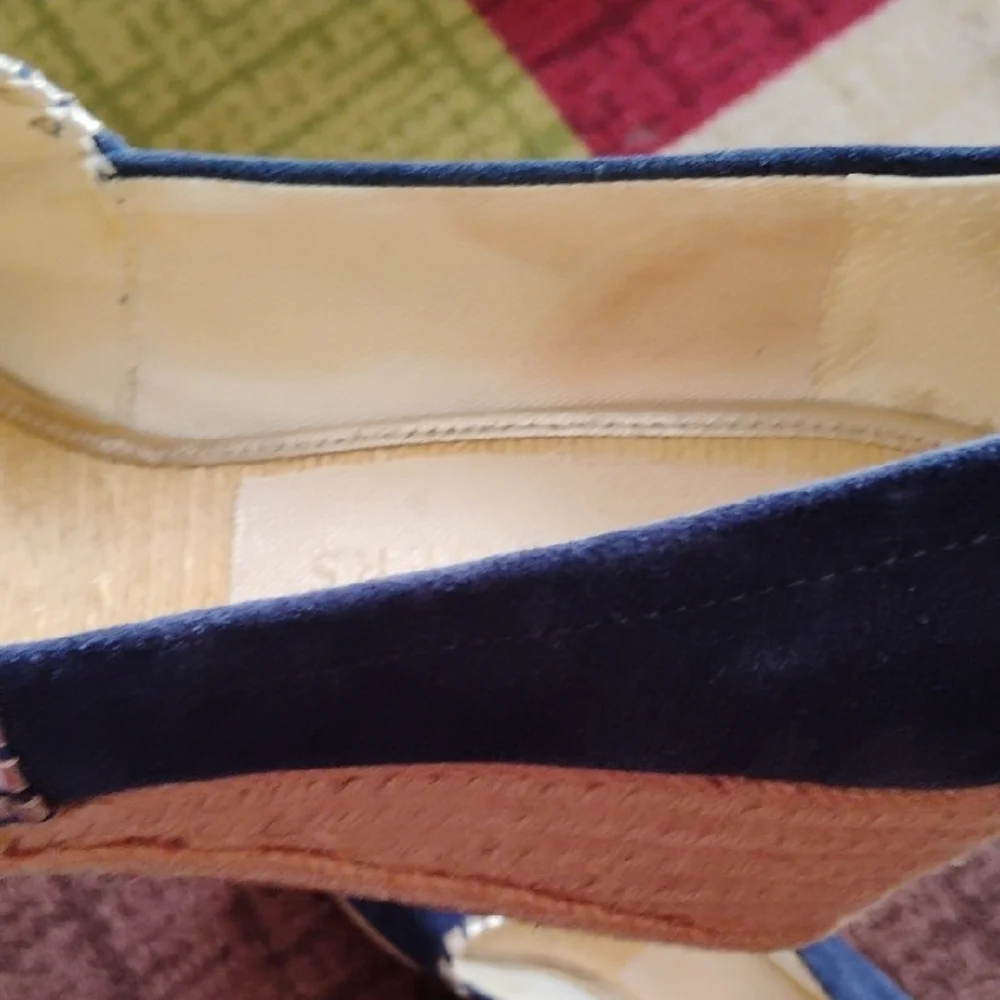 Jack Rodgers Elegant Blue Suede Wedge Sandals, Size 9M